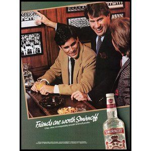 1987 Smirnoff Vodka Vintage Print Ad Men Laughing Pub Football Team Wall Art